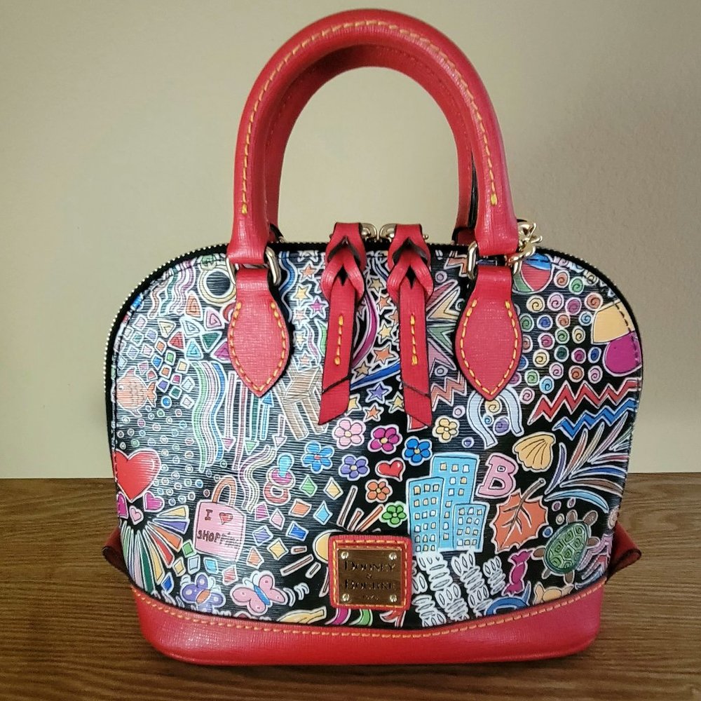 DOONEY & BOURKE Small Red Printed Leather Handbag Crossbody Bag